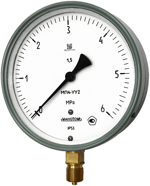 Манометр МП4-УУ2-40 кгс/см2-1.5-Обезж.-IP54-Ст-G1/2-П.П.С-Свидет.-Пл.