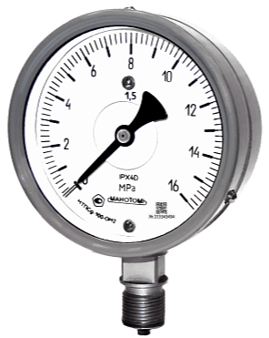 Манометр МТПСд-100-ОМ2-600 кгс/см2-1.5-Ф-G1/2-Черта-Обезж.-Пл.-Табл.-П.П.С.-ЦСМ-Свидет.-Э