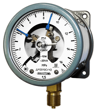 Мановакуумметр ДА2010Сг-Т2-24 кгс/см2-1.5-ОШ-Д-VI-МП-G1/2-Обезж.-Черта-Пл.-Табл.-П.П.С.-ЦСМ-Свидет.-Э