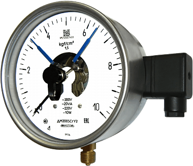 Вакуумметр ДВ2005Сг-Т2-(-1...0)кгс/см2-1.5-Ф-Бок.разъём-Д-VI-МП-IP54-G1/2-Обезж.-Безоп.стекло160-Черта-Пл.-Табл.-П.П.Пас.-ЦСМ-Э