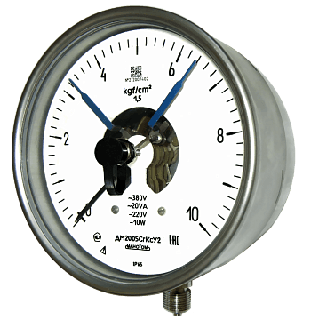 Мановакуумметр ДА2005СгКс-Т2-24 кгс/см2-1.5-Ф-Бок.разъём-Д-VI-МП-IP54-G1/2-Обезж.-Безоп.стекло160-Черта-Пл.-Табл.-П.П.С.-П.П.Пас.-ЦСМ-Э