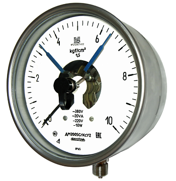 Вакуумметр ДВ2005СгКс-Т2-(-1...0)кгс/см2-1.5-Ф-Бок.разъём-Д-VI-МП-IP65-K1/2-Обезж.-Безоп.стекло160-Черта-Пл.-Табл.-П.П.С.-П.П.Пас.-ЦСМ-Э