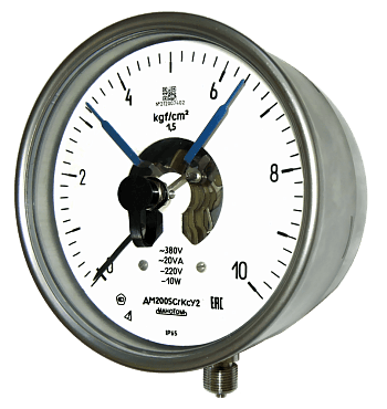 Вакуумметр ДВ2010СгКс-Т2-(-1...0)кгс/см2-1.5-Ф-Бок.разъём-Д-VI-МП-IP65-K1/2-Обезж.-Безоп.стекло100-Черта-Пл.-Табл.-П.П.С.-П.П.Пас.-ЦСМ-Э