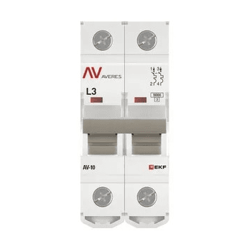 Выключатель автоматический модульный EKF AVERES AV-10 2Р 3А (К) 10кА