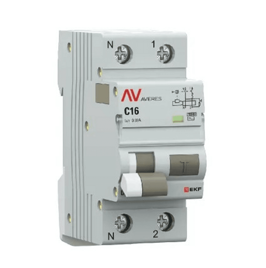 Дифференциальный автоматический выключатель EKF AVERES DVA-10 2Р+N 6А (В) 300mА (А) 10кА